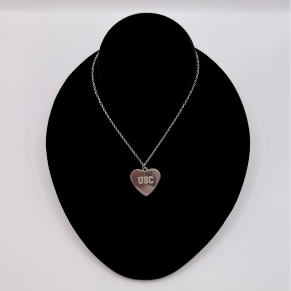 USC Trojans Silver-Tone Heart Charm Pendant Necklace - Picture 1 of 8